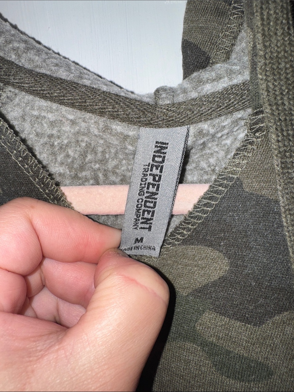 “Fueled by Caffeine Living in Leggings” fleece hoodie - Camo Green - Picture 5 of 6